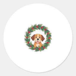 Niedlicher Hund Nase Weihnachtsschrei Weihnachtswe Runder Aufkleber