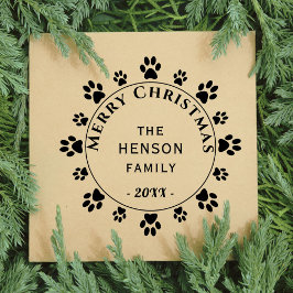 Niedlicher Hund Paw Familie frohe Weihnachten Gummistempel