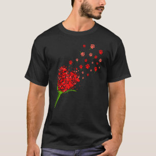 Niedlicher Hund Paw Valentinstag Blume Rotes Herz T-Shirt