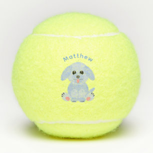Niedlicher Hund Personalisierter Cartoon Blauer Pa Tennisbälle