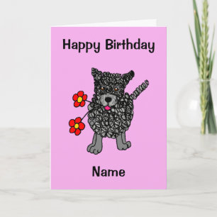 Niedlicher Hund Pink Cartoon Geburtstag Karte