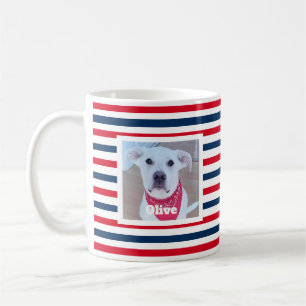 Niedlicher Hund Red White Stripes Patriotic 2 Foto Kaffeetasse