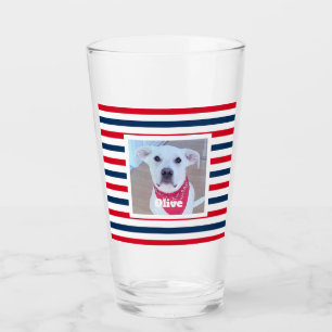 Niedlicher Hund Red White Stripes Patriotisches Fo Glas