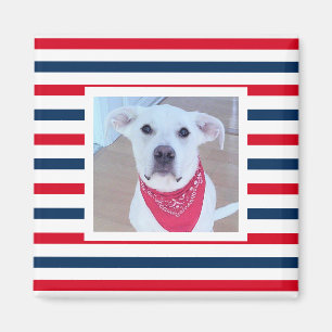 Niedlicher Hund Red White Stripes Patriotisches Fo Magnet