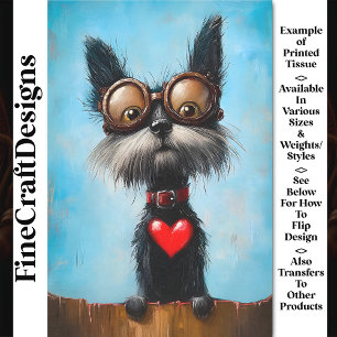 Niedlicher Hund & Rotes Herz & Goggles BW9 Decoupa Seidenpapier