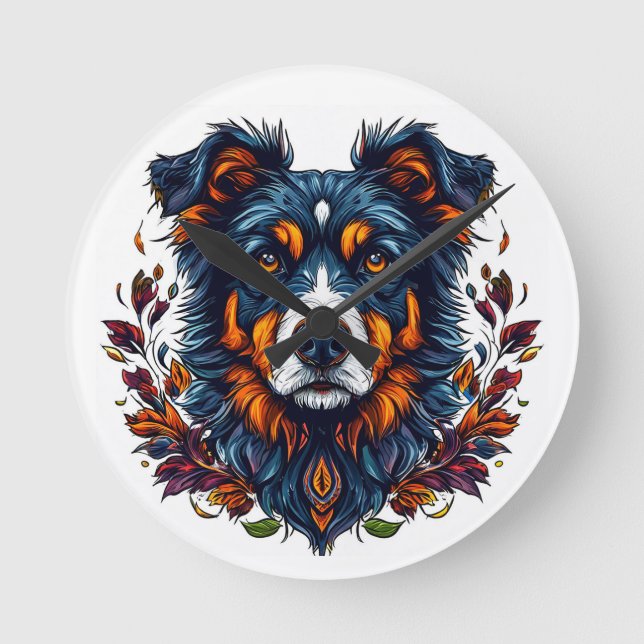Niedlicher Hund Runde Wanduhr (Vorderseite)
