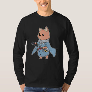 Niedlicher Hund Samurai in traditionellen Kleidung T-Shirt