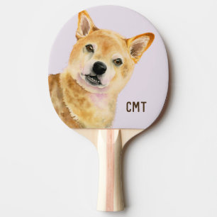 Niedlicher Hund, Shiba Inu Hundekunst, Monogramm Tischtennis Schläger