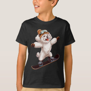 Niedlicher Hund Snowboarden Wintersport Männer Fra T-Shirt