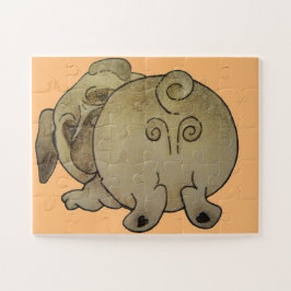 niedlicher Hund spielt braunen Mops Puzzle