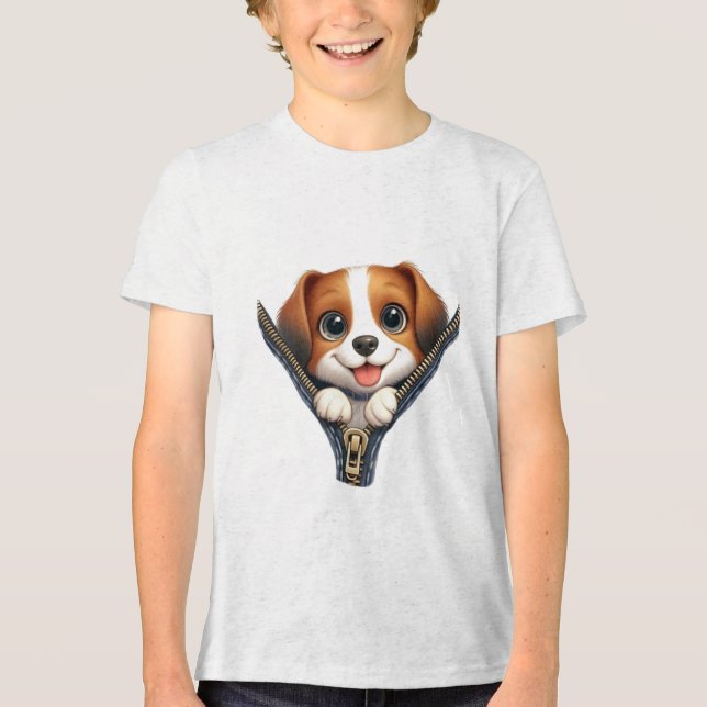Niedlicher Hund Tri-Blend Shirt (Vorderseite)