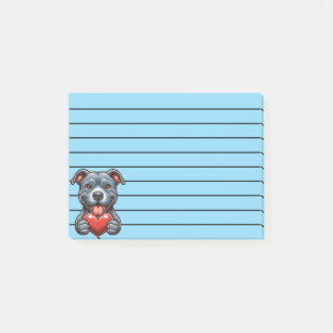 Niedlicher Hund umarmt Herz mit glücklichem Ausdru Post-it Klebezettel