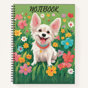 Niedlicher Hund und Rose Personalisiert-Notebook - Notizbuch