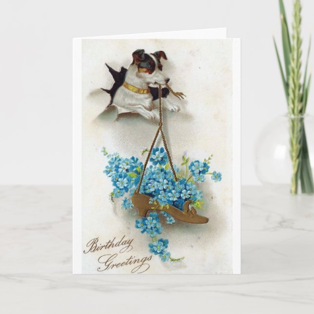 Niedlicher Hund und Schuhe Geburtstagsgrüße Karte (Vorderseite)