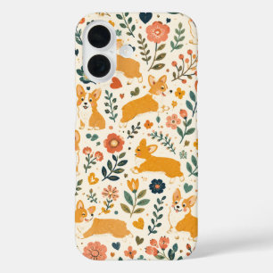 Niedlicher Hund Volks Kunst Whimsical Hand iPhone 16 Hülle