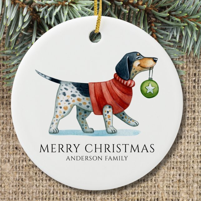 Niedlicher Hund Wasserfarben Weihnachten Keramik Ornament (Von Creator hochgeladen)