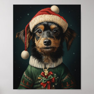 Niedlicher Hund Weihnachten Kunst: Adorable Holida Poster