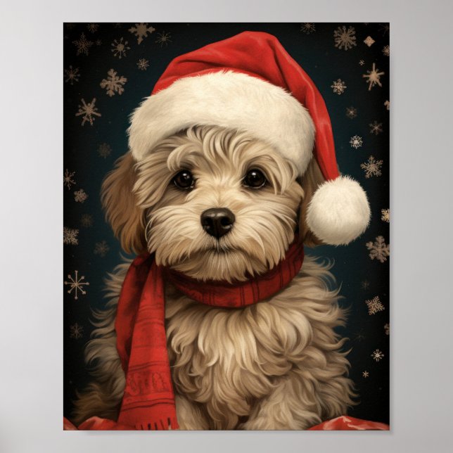 Niedlicher Hund Weihnachten Kunst: Adorable Holida Poster (Vorne)