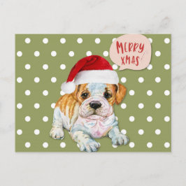 Niedlicher Hund Weihnachten Polka Dots Postkarte