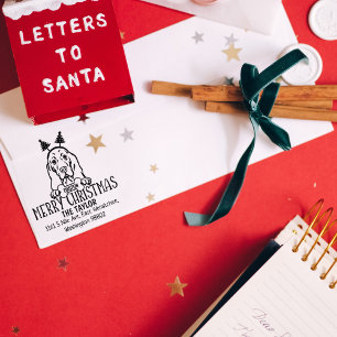 Niedlicher Hund Weihnachten Rücksendeadresse Gummistempel