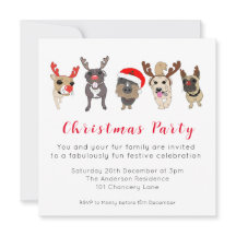 Niedlicher Hund Weihnachtseinladungskarte