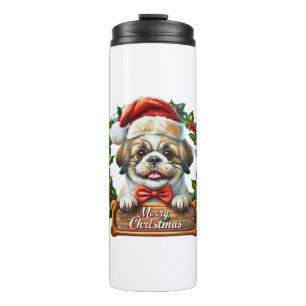 Niedlicher Hund Weihnachtsschmuck - Frohe Weihnach Thermosbecher