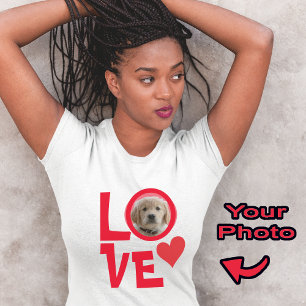 Niedlicher Hund Welpe Liebe Personalisiert Foto T T-Shirt