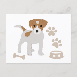 Niedlicher Hund Welpe Paw Druckmuster Feiertagspostkarte