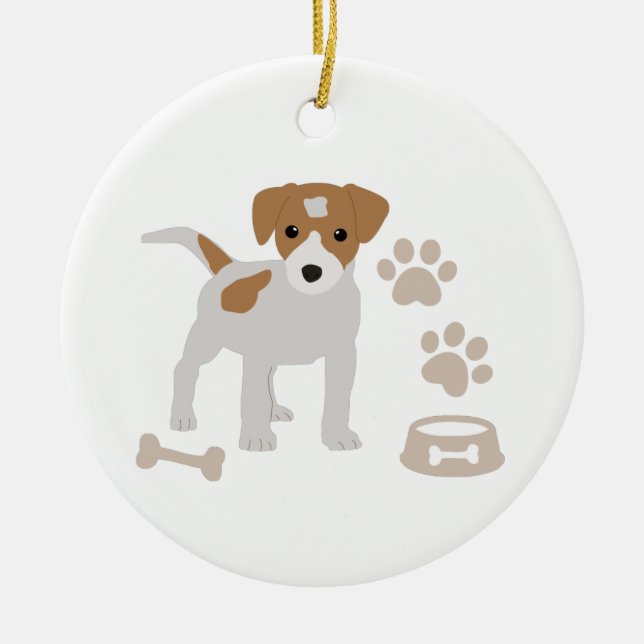 Niedlicher Hund Welpe Paw Druckmuster Keramik Ornament (Vorne)