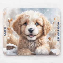 Niedlicher Hund Welpe Winterschnee Individuelle Na Mousepad
