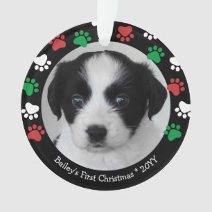 Niedlicher Hund Welpen Erster Weihnachtsaufdruck R Ornament