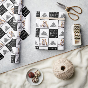 Niedlicher Hund Welpen Typografie Weihnachtsbaum F Geschenkpapier