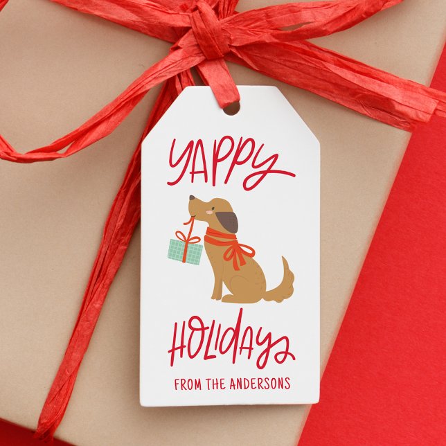 Niedlicher Hund Yappy Urlaub Geschenkanhänger (Von Creator hochgeladen)