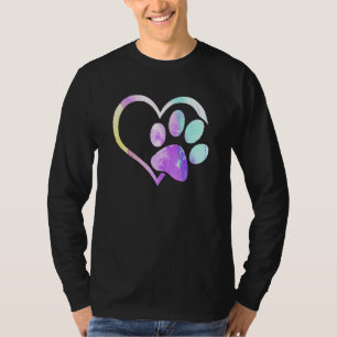 Niedlicher Hunde Paw Prin Psychedelic Gefärbte Kra T-Shirt