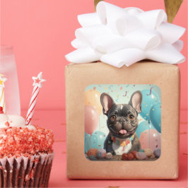 Niedlicher Hundeaufkleber Quadratischer Aufkleber