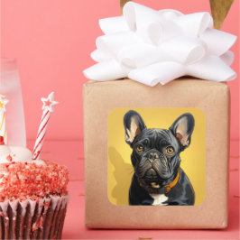 Niedlicher Hundeaufkleber Quadratischer Aufkleber