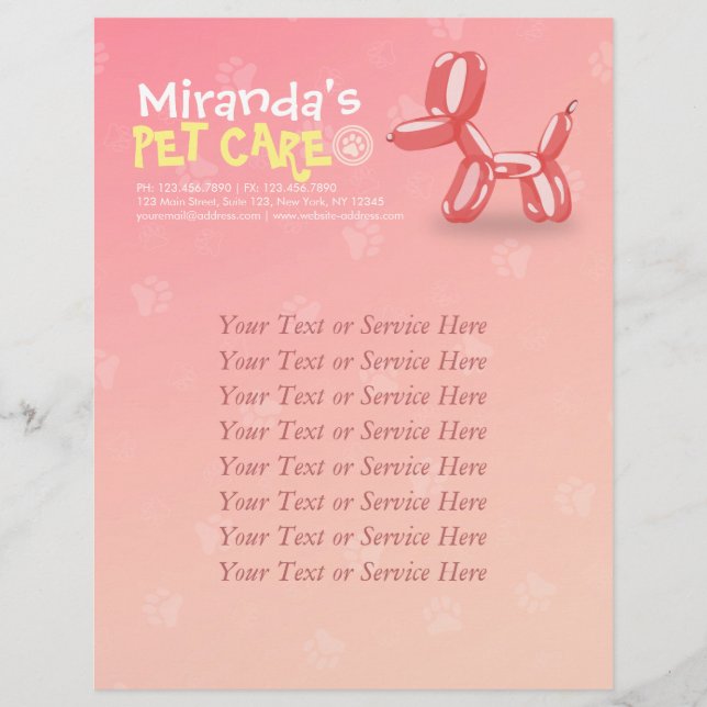 Niedlicher Hundeballon Pflege von Haustieren Pfleg Flyer (Vorne)