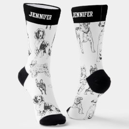 Niedlicher Hundebüt Sketch Muster Puppy Lover Socken