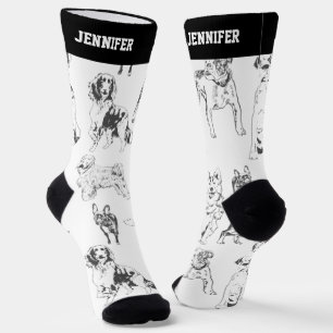 Niedlicher Hundebüt Sketch Muster Puppy Lover Socken