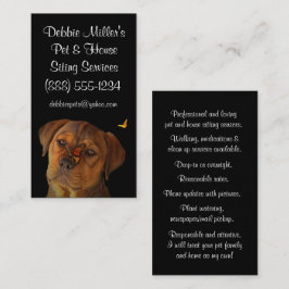 Niedlicher Hundefüßer und Hausrat mit Schmetterlin Visitenkarte