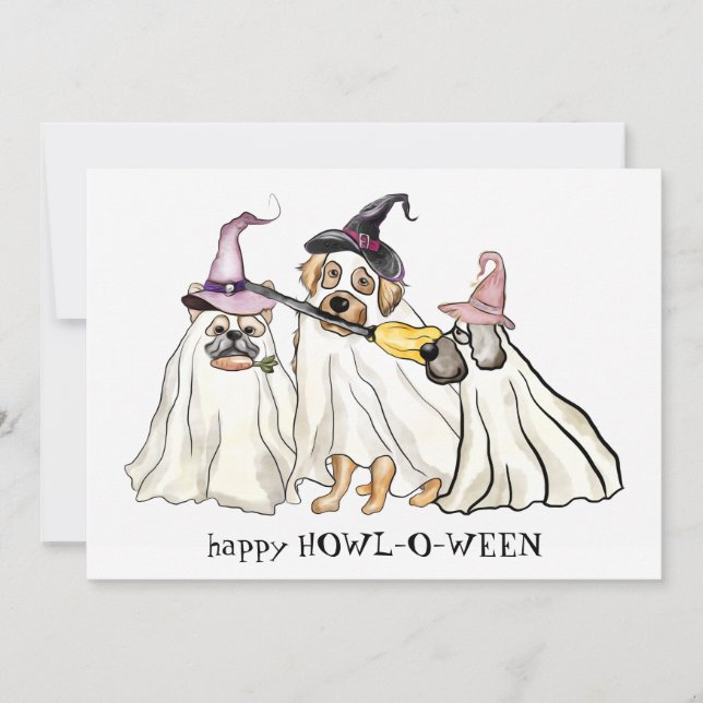 Niedlicher Hundegeister Personalisiert Happy Hallo Feiertagskarte (Vorderseite)