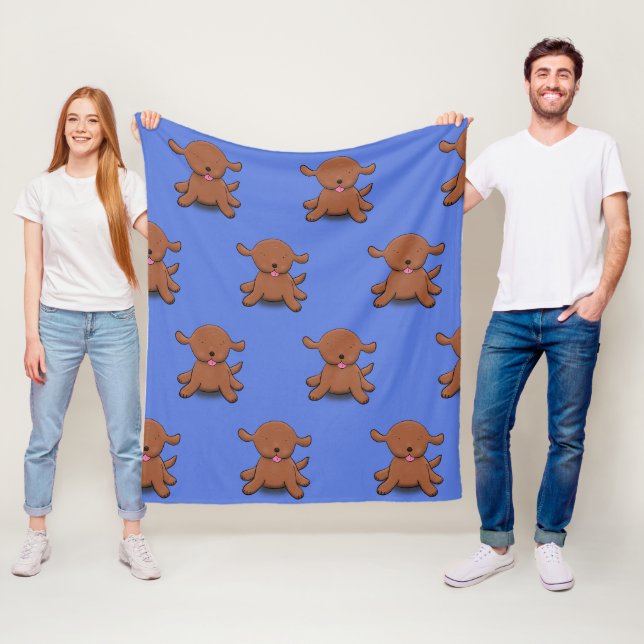 Niedlicher Hundehund - blauer Cartoon Fleecedecke (Beispiel)