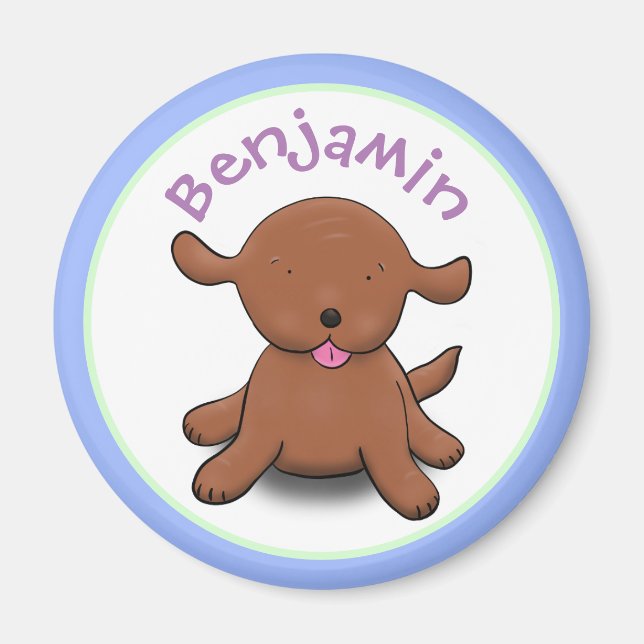 Niedlicher Hundehund - blauer Cartoon Magnet (Vorne)