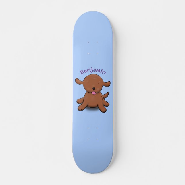 Niedlicher Hundehund - blauer Cartoon Skateboard (Vorne)