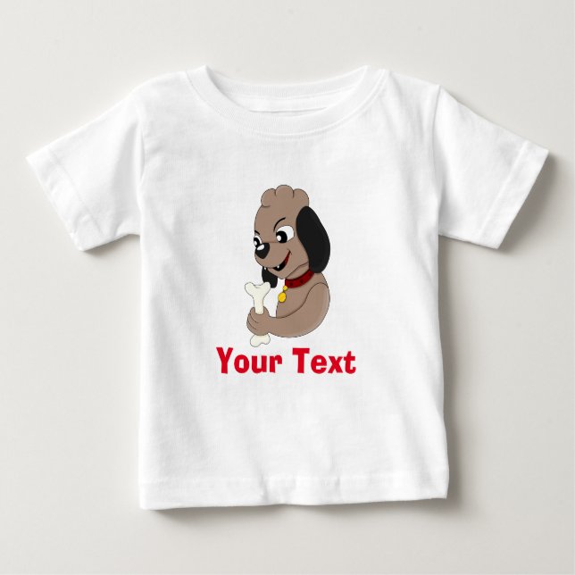 Niedlicher Hundehund-Cartoon Baby T-shirt (Vorderseite)