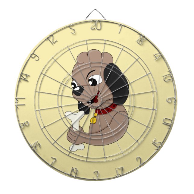 Niedlicher Hundehund Cartoon Dartboard Dartscheibe (vorne)