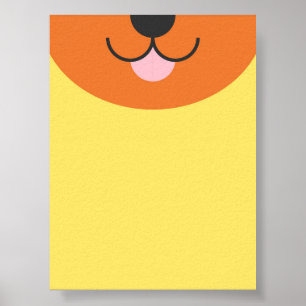 Niedlicher Hundehund-Cartoon mit halbem Gesicht - Poster