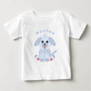 Niedlicher Hundehund-Cartoon Personalisiert rosa P Baby T-shirt
