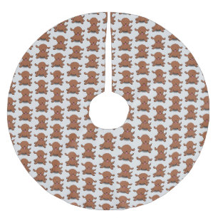 Niedlicher Hundehund Cartoon Polyester Weihnachtsbaumdecke