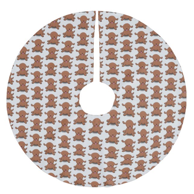 Niedlicher Hundehund Cartoon Polyester Weihnachtsbaumdecke (Vorderseite)